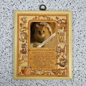 Vintage 80s Hallmark Cat Picture Frame Plaque Wall Hanging‎ Retro 1982